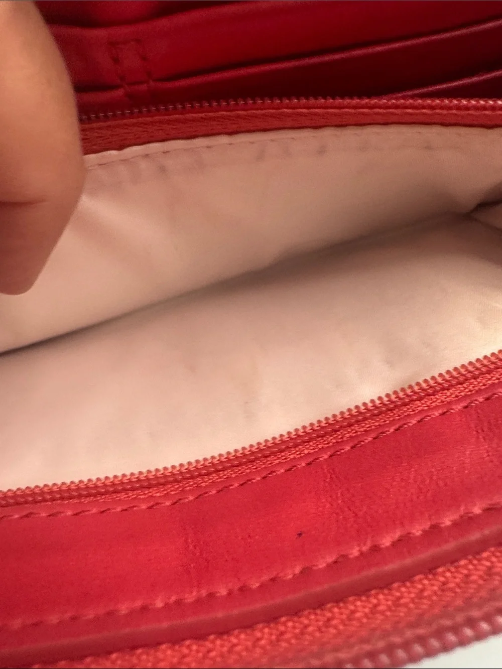 Coach Signature Zip Around Wallet in Pink and Pink Trim